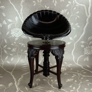 Victorian Papier Mache Mahogany Revolving Music Stool Jennens Bettridge  (4).jpg